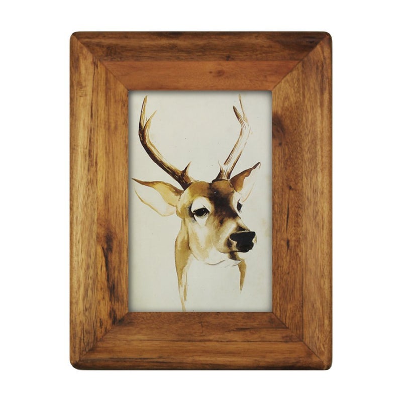 icheesday 4x6 Wood Picture Frame with Glass Front,Rustic Handmade Burlywood Photo Frames for Table Top Display and Wall mounting - Image 1